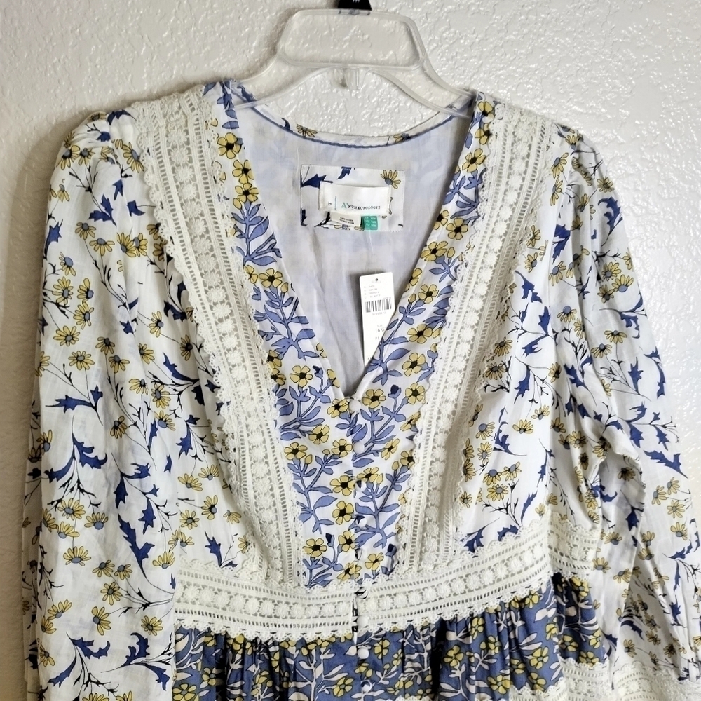 NWT Anthropologie Roberta Midi prairie v neck Dress sz 16w - Picture 3 of 12